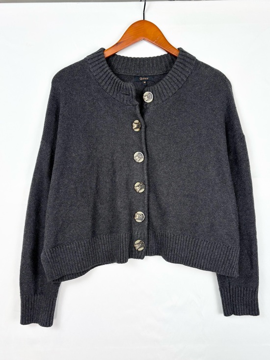 Quince Sweaters - Quince 100% Organic Cotton Cropped Cardigan Charcoal Gray Size M Women
